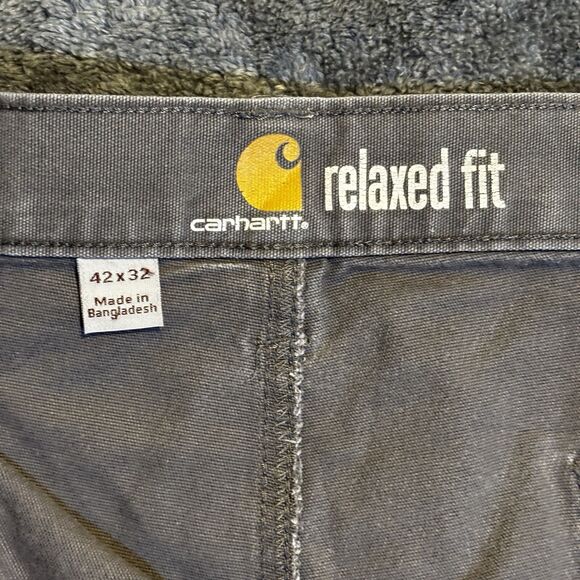 Carhartt Pants Work Men’s Relaxed Fit 42x32 Gray Utility Chino Durable - Picture 3 of 10